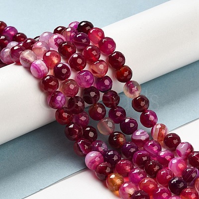 Natural Striped Agate/Banded Agate Beads Strands G-A246-8mm-13-1