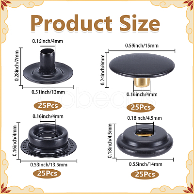 1Bag Brass Snap Buttons KK-GF0001-25EB-1