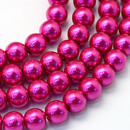 Baking Paint Pearlized Glass Pearl Round Bead Strands X-HY-Q003-10mm-17-1