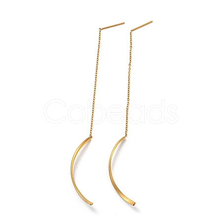 Ion Plating(IP) 304 Stainless Steel Curved Bar Dangle Stud Earring Findings STAS-Q310-01G-1