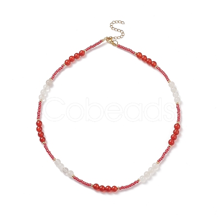 Natural Carnelian Beaded Necklaces for Women NJEW-JN03984-1