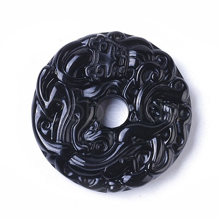 Natural Black Obsidian Pendants G-K298-13-1