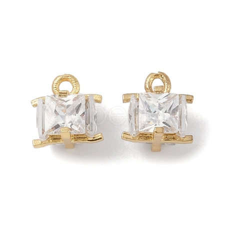 Rack Plating Brass Micro Pave Clear Cubic Zirconia Pendants KK-A224-09G-1