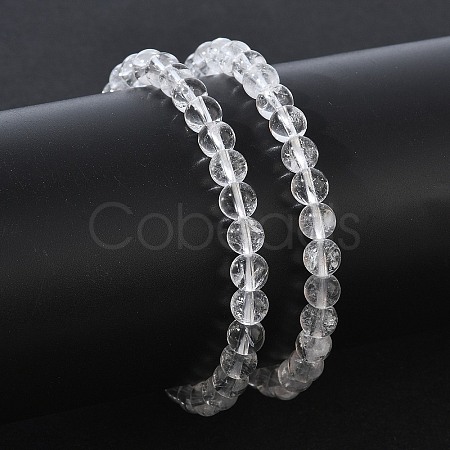 Natural Quartz Crystal Round Beaded Stretch Bracelets GG-CBA12F1-02B-12-1