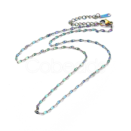 Ion Plating(IP) 304 Stainless Steel Dapped Chain Necklace for Men Women NJEW-E076-02M-1