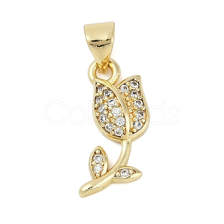 Rack Plating Brass Micro Pave Cubic Zirconia Pendants KK-H509-26G-1