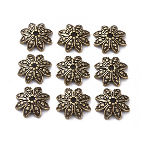 Tibetan Style Bead Caps TIBEB-LF1027YKG-AB-FF-1
