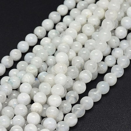 Natural Rainbow Moonstone Beads Strands G-F602-03-6mm-1