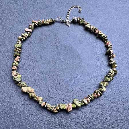 Natural Unakite Chip Beaded Necklaces for Women IW6789-21-1