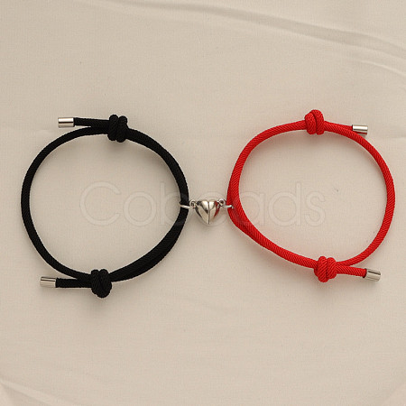 Alloy Heart-shaped Magnetic Braided Rope Bracelets for Couple Girlfriends WG59636-09-1