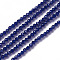 Glass Beads Strands, Faceted, Round, Dark Blue, 1.5~2x2mm, Hole: 0.2mm, about 178~186pcs/strand, 14.5~15.5 inch(36~39cm)