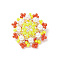 Seed Beads Beaded Charms, Flower Pendants, with Shell Pearl Beads, Yellow, 21x21x8.5mm, Hole: 0.8mm