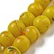 Handmade Lampwork Beads Strands, Round with Polka-Dotted, Yellow, 12~12.5mm, Hole: 2mm, about 24pcs/strand, 10.71''(27.2cm)